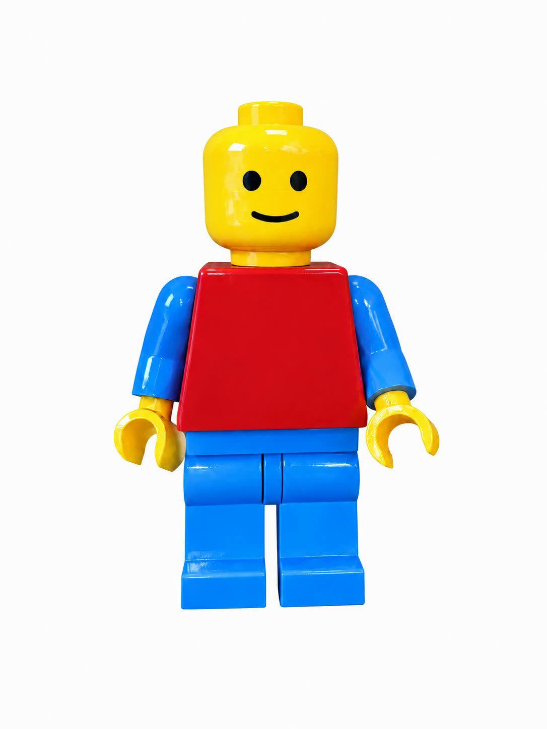 Standard Issue giant 3D printed Mega Figure with red torso, cobalt legs and yellow head