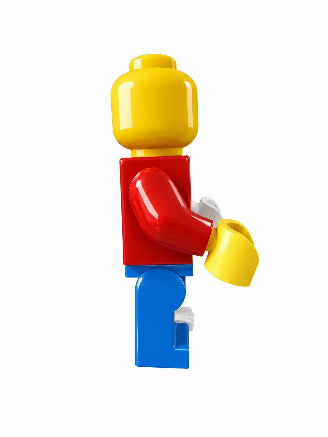 Right profile of the Skeleton Fig, showing the classic half: yellow head, red arm and cobalt leg